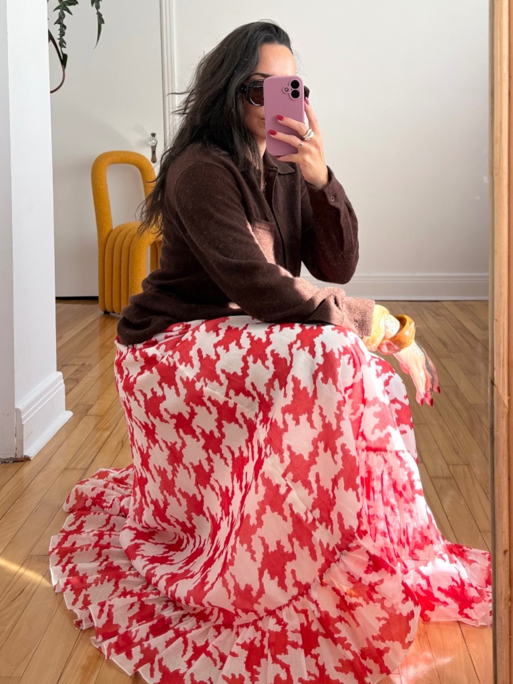 Vintage printed tiered maxi skirt